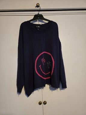 Lori Goldstein for Smiley World Sweater Hot Pink Graphic -XL